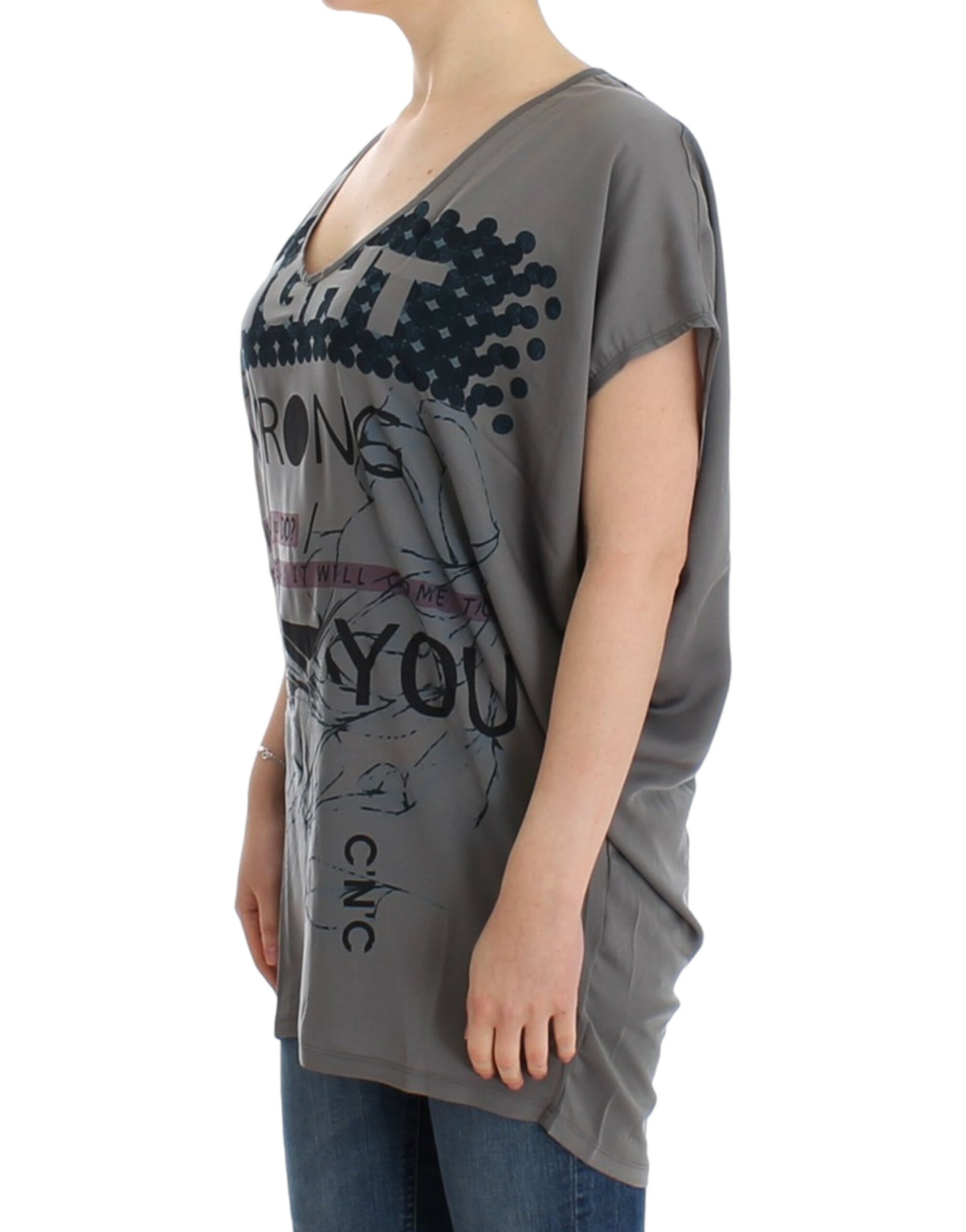Elegant V-Neck Tunic with Motive Print hover
