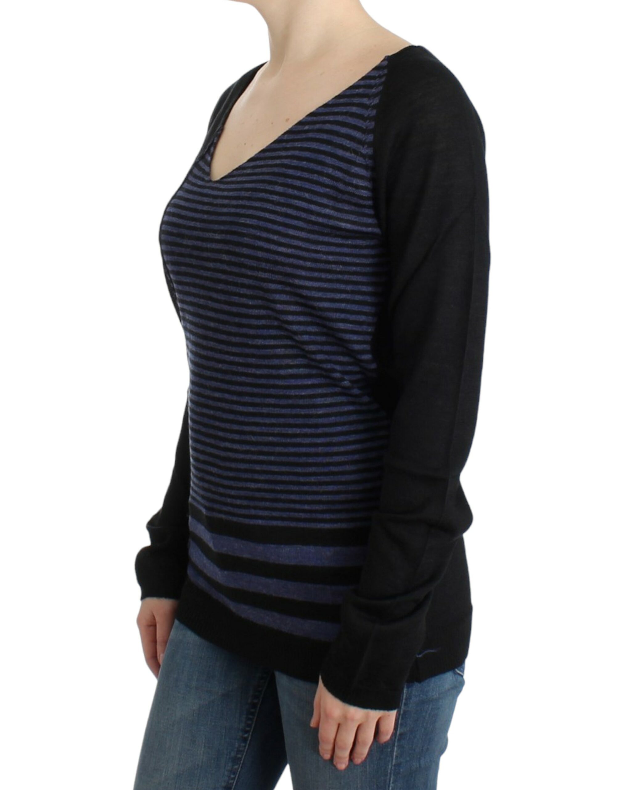 Striped V-Neck Luxury Sweater hover