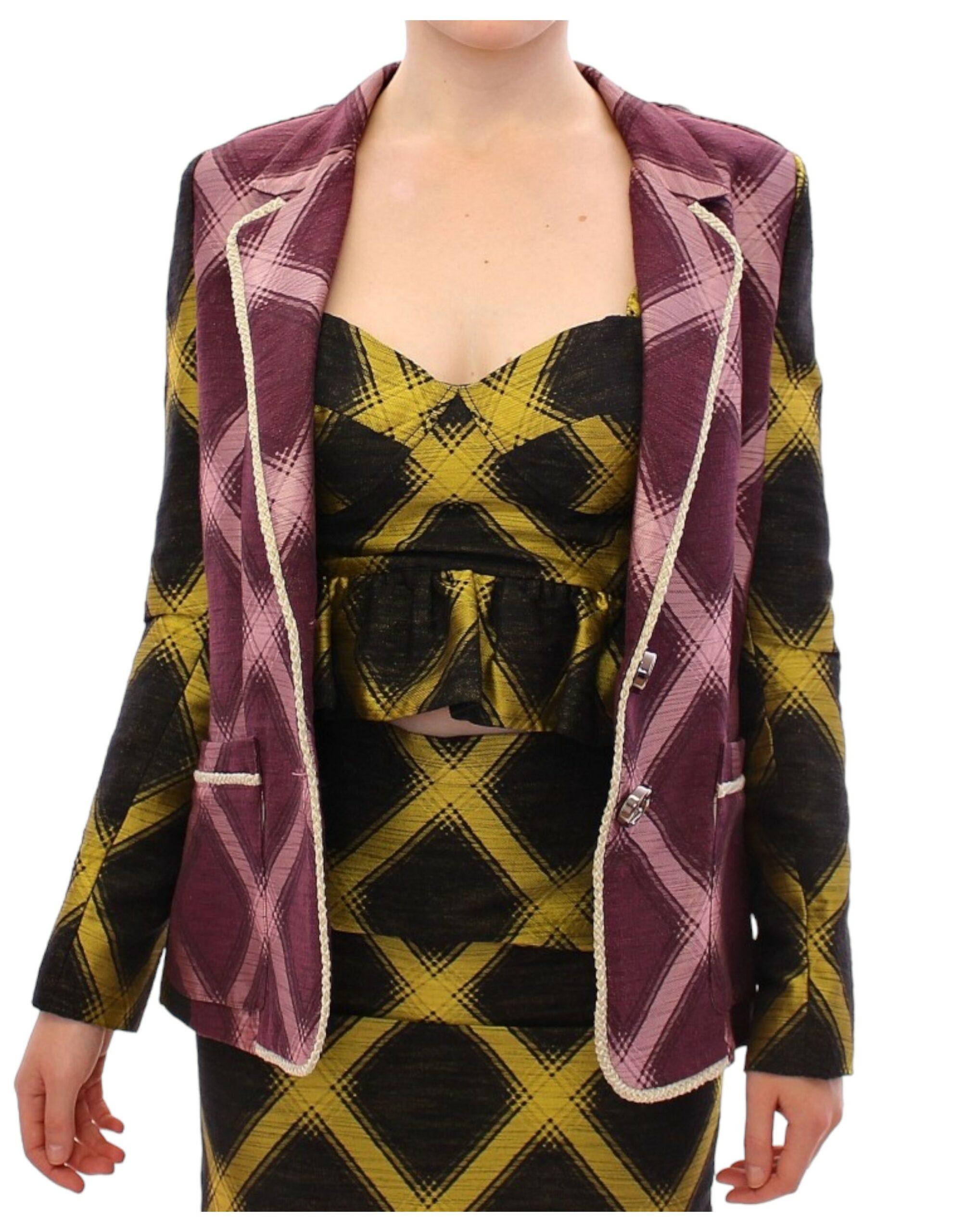 Chic Purple Checkered Jacket Blazer hover
