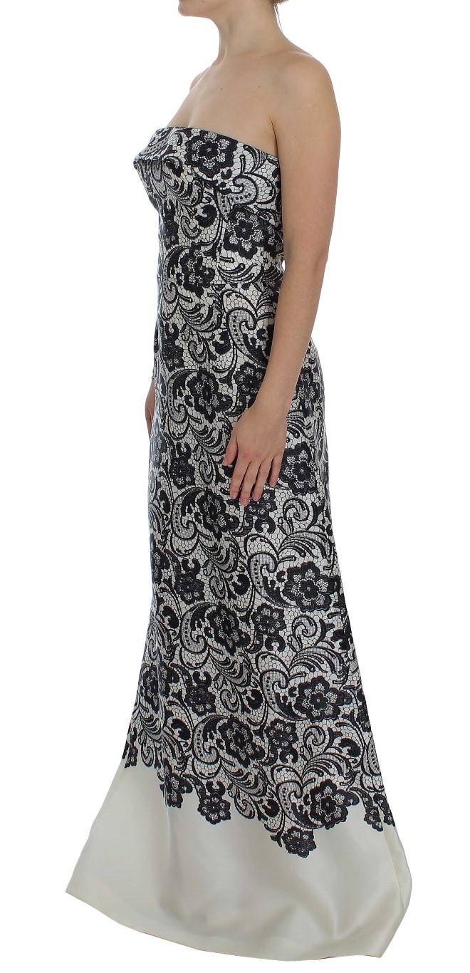 Elegant Silk Lace Corset Maxi Dress hover