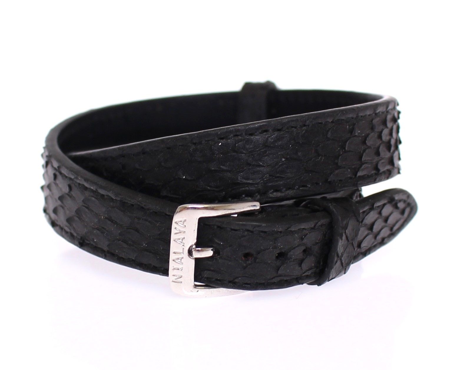 Exquisite Black Snakeskin Silver Bracelet hover