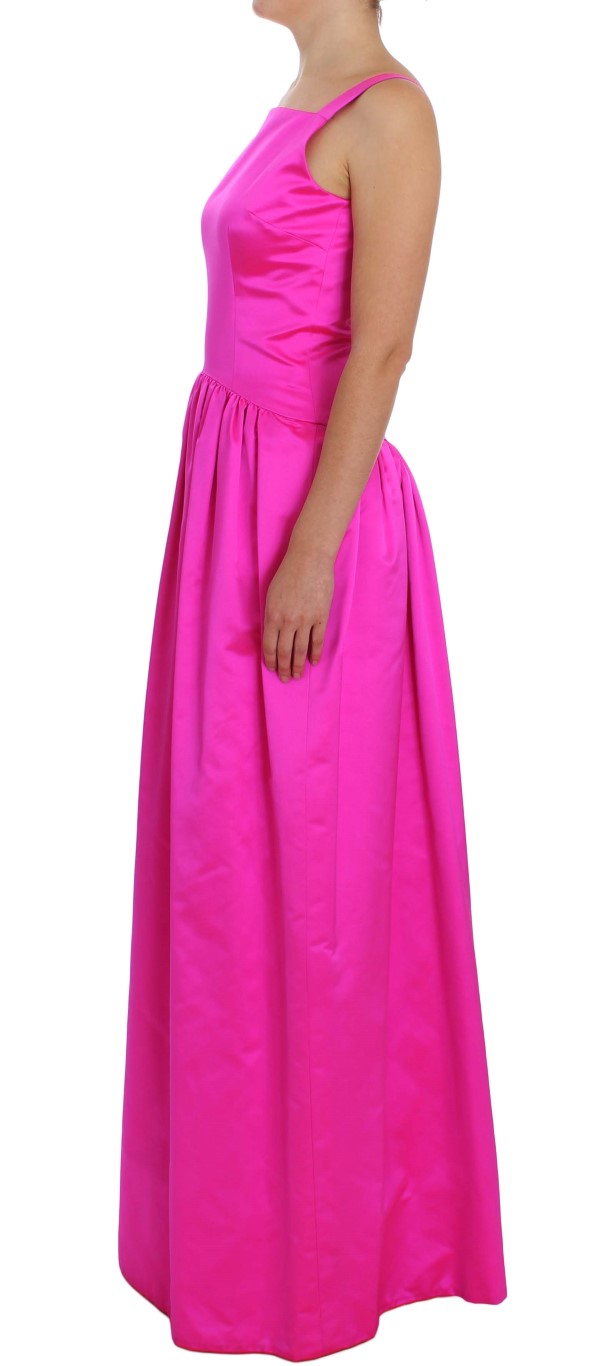 Elegant Silk Full Length Pink Sheath Dress hover