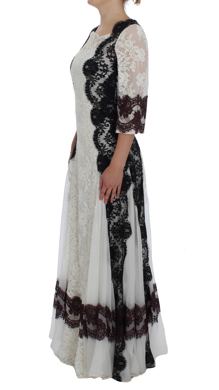 Floral Lace Silk Blend Maxi Dress hover