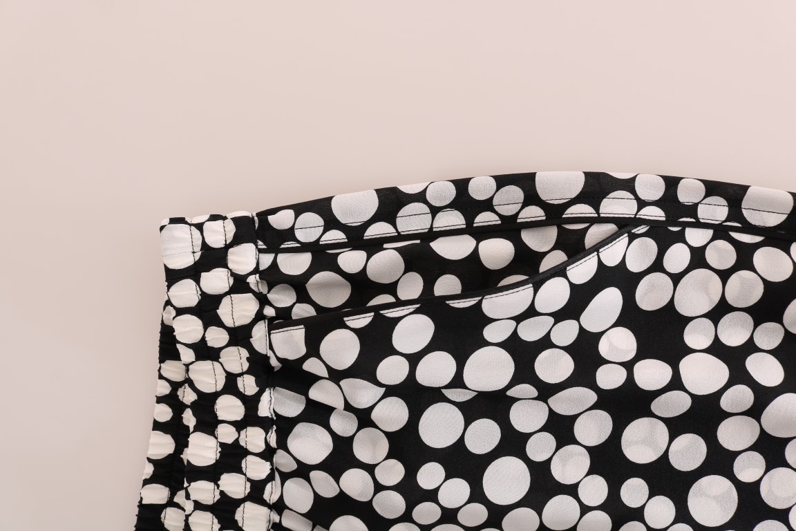 Elegant Polka Dot Silk High-Waist Pants