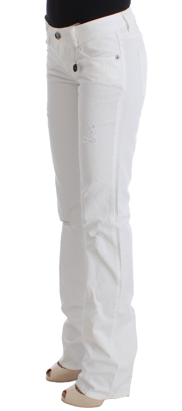 Chic Slim Fit White Cotton Jeans hover