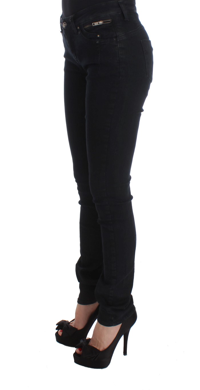 Sleek Slim Fit Designer Jeans in Classic Black hover