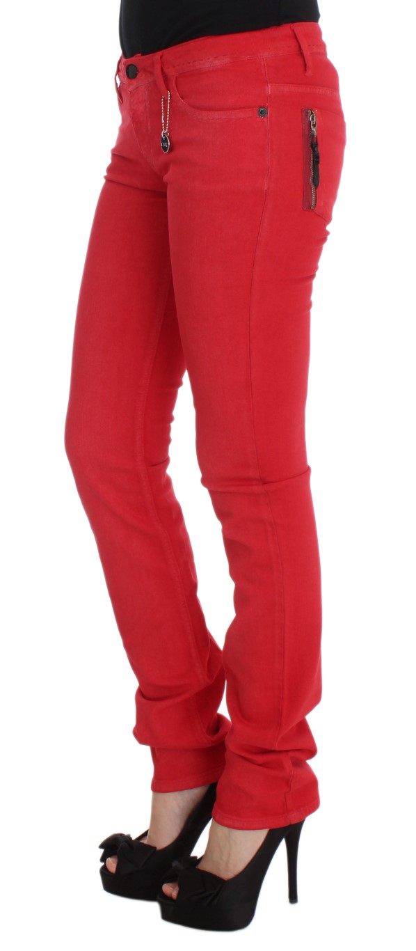 Chic Red Slim Fit Jeans hover