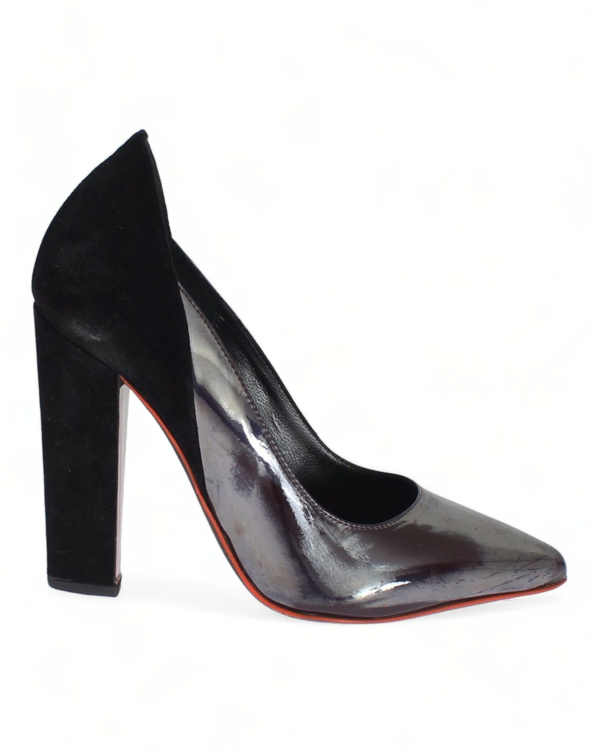 Chic Metallic Gray Leather Pumps hover