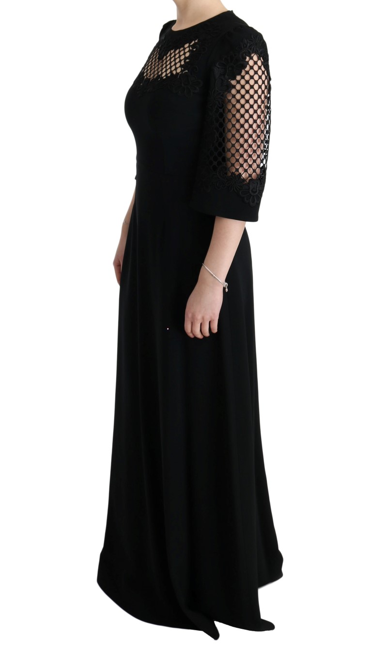 Elegant Black Floral Maxi Dress hover
