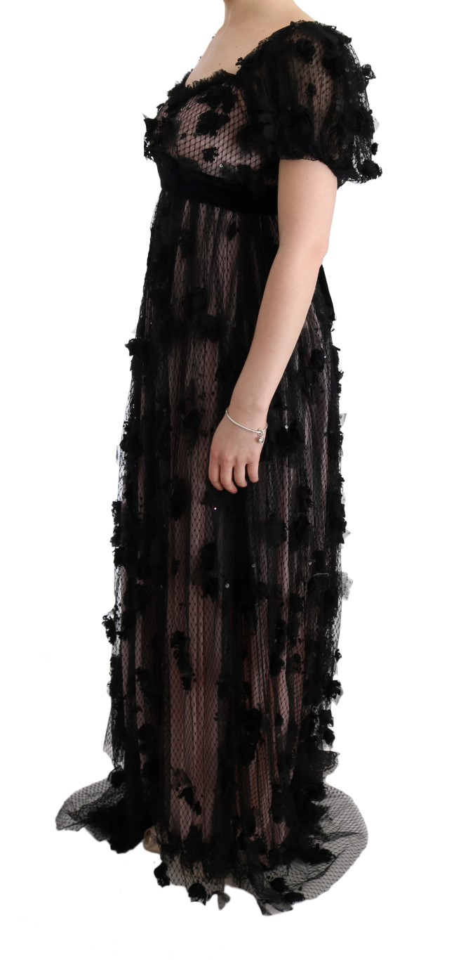 Elegant Floral Applique Full Length Dress hover