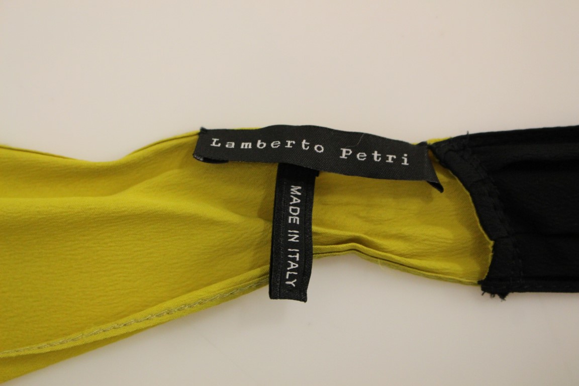 Elegant Silk Blend Shift Dress in Black and Yellow