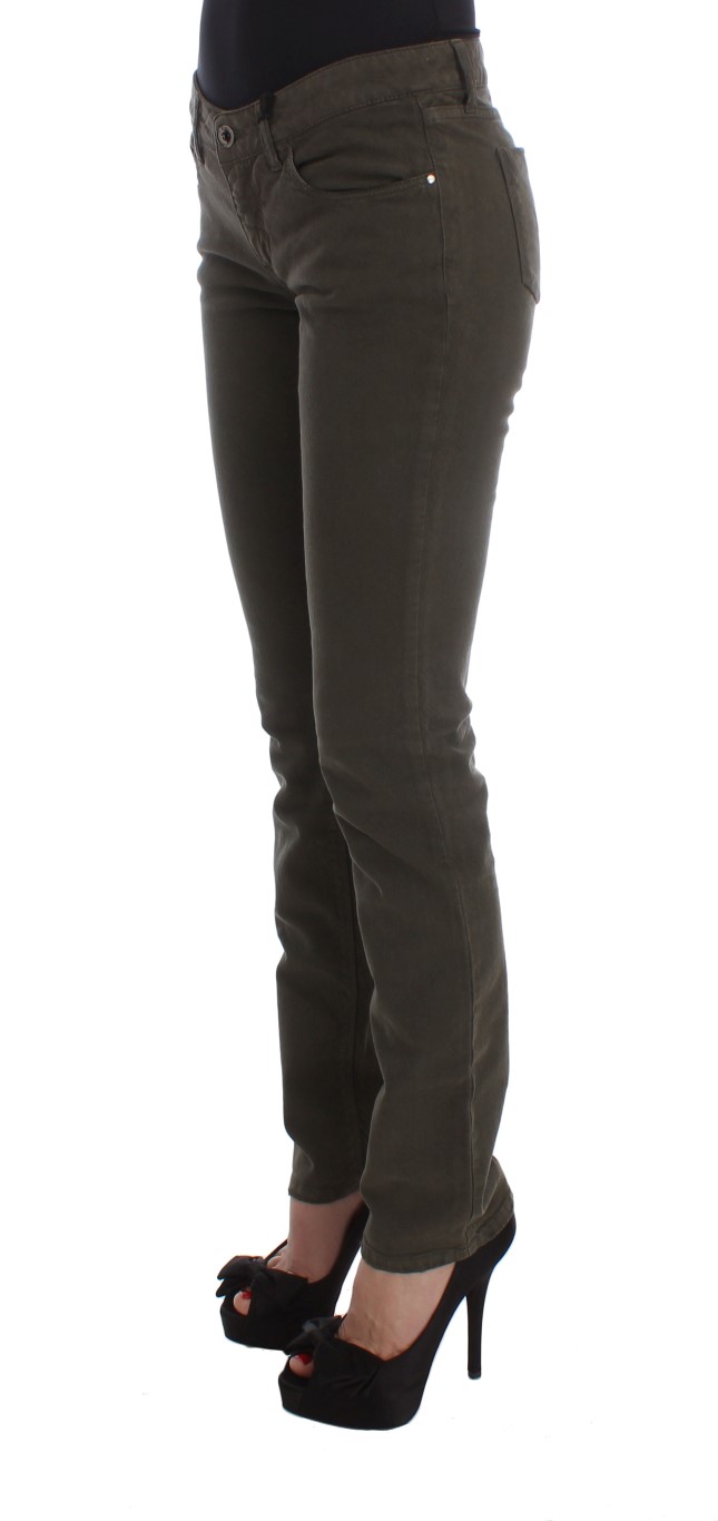 Chic Slim Fit Green Cotton Jeans hover