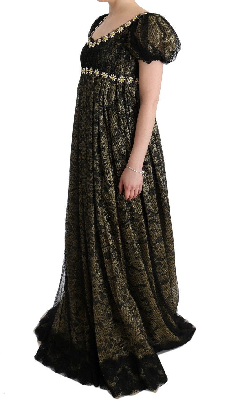 Sunflower Lace Crystal Maxi Shift Dress hover