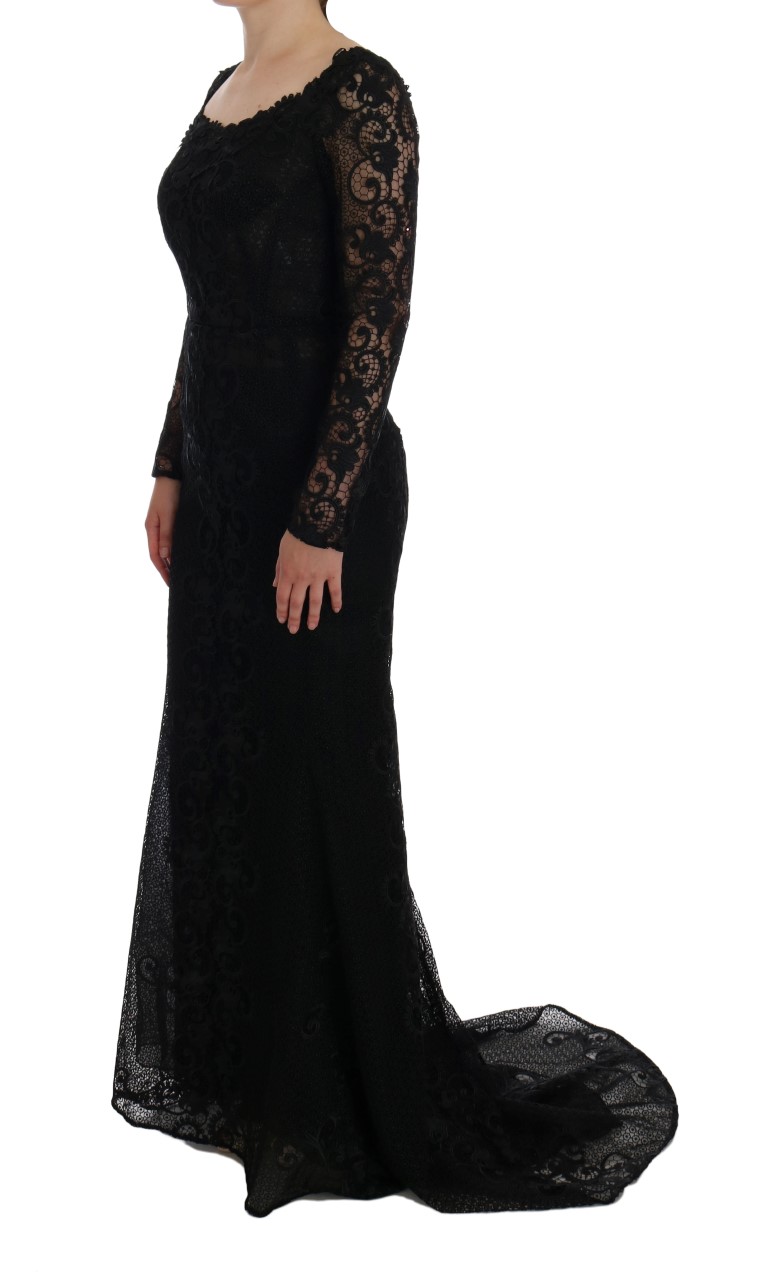 Elegant Full Length Black Sheath Maxi Dress hover