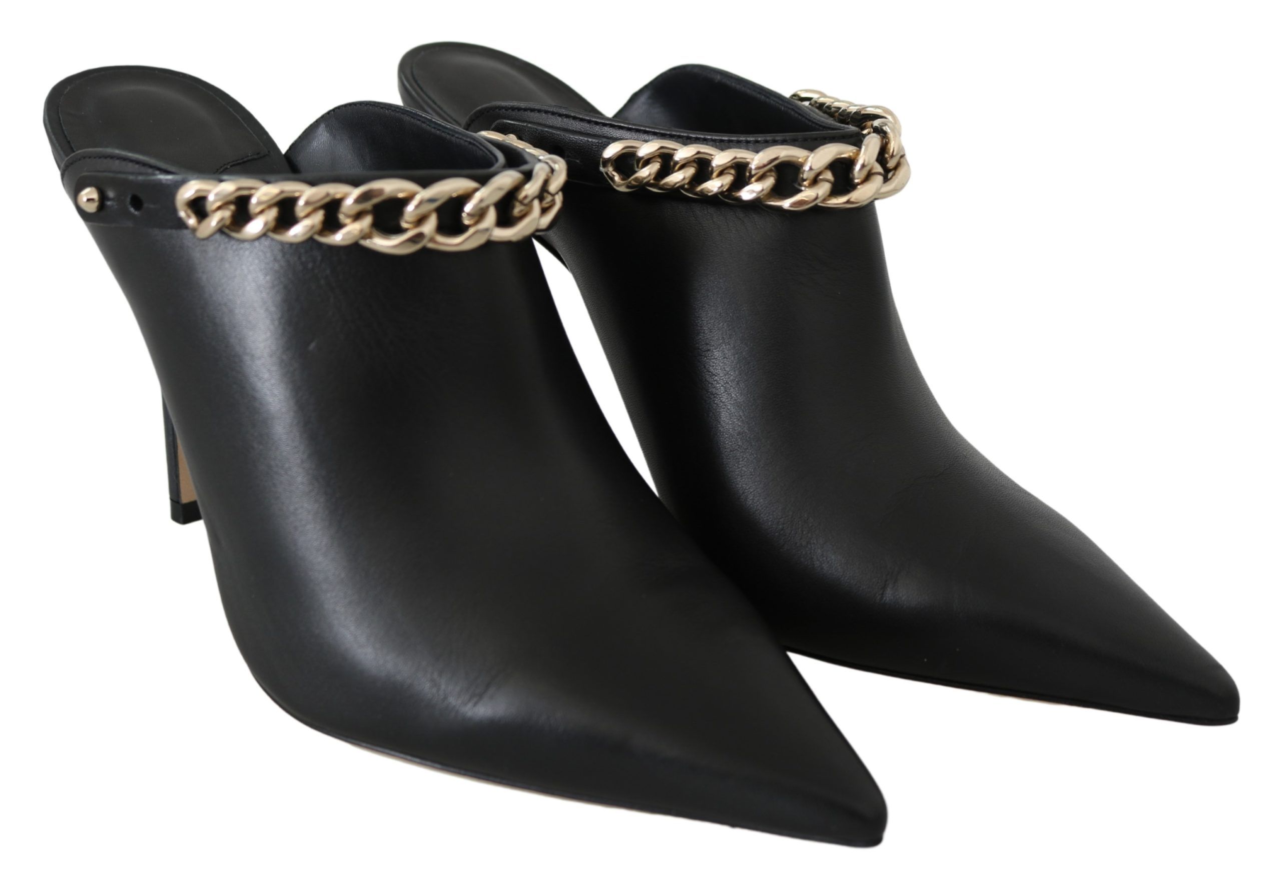 Elegant Black Gold Leather Pumps hover