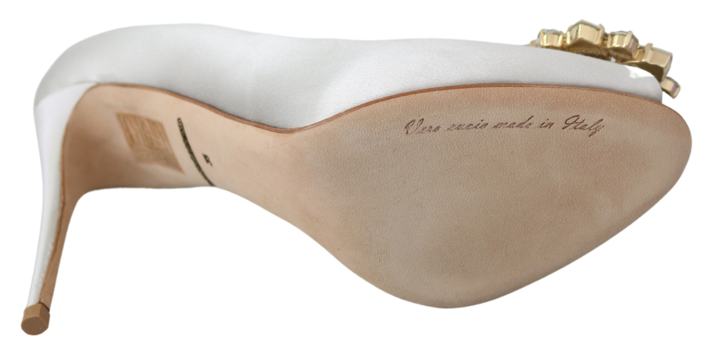 White Crystal Peep Toe Silk Blend Heels hover