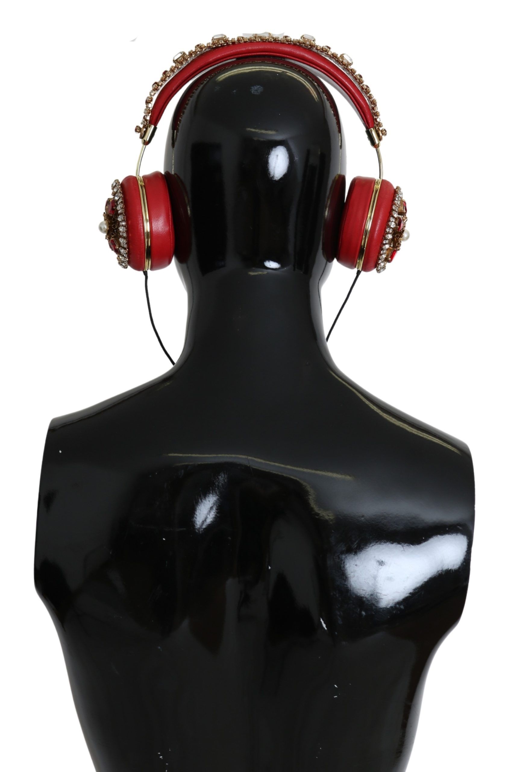 Exquisite Red Crystal Leather Headphones hover