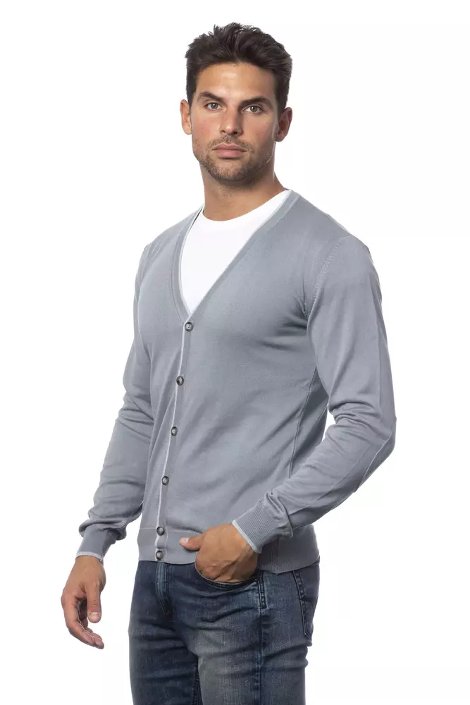 Gray Cotton Men Cardigan hover