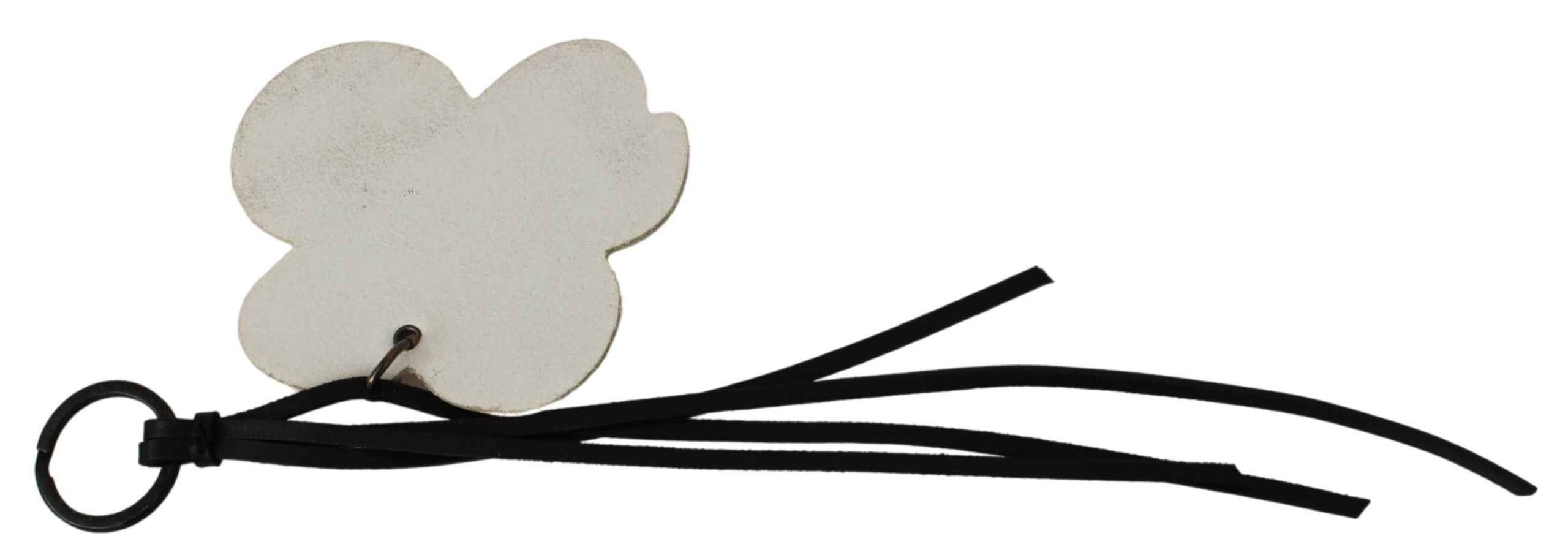 Elegant Black and White Leather Keychain hover