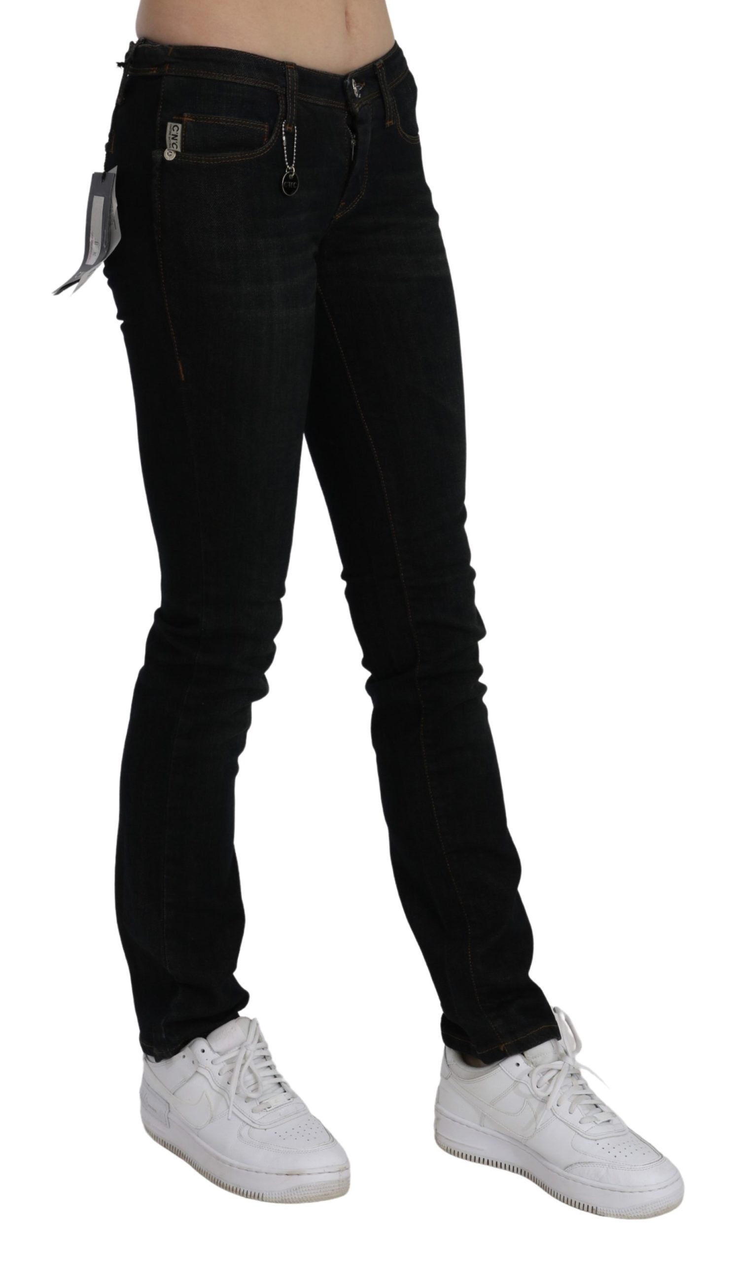 Chic Black Mid Waist Slim Fit Denim Jeans hover