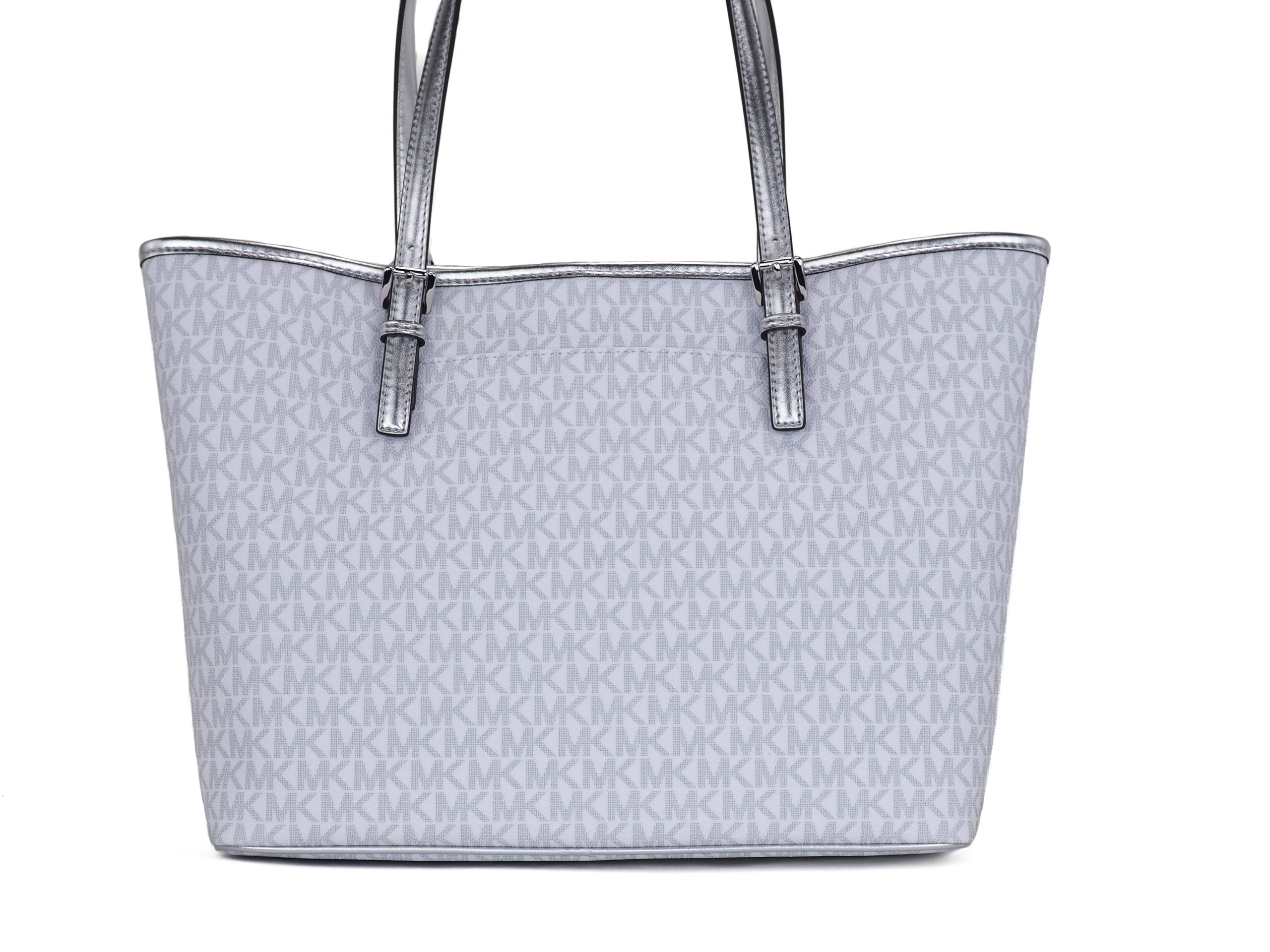 Jet Set Girls Print Medium Signature PVC Carryall Shoulder Tote Handbag (Bright White Multi) hover