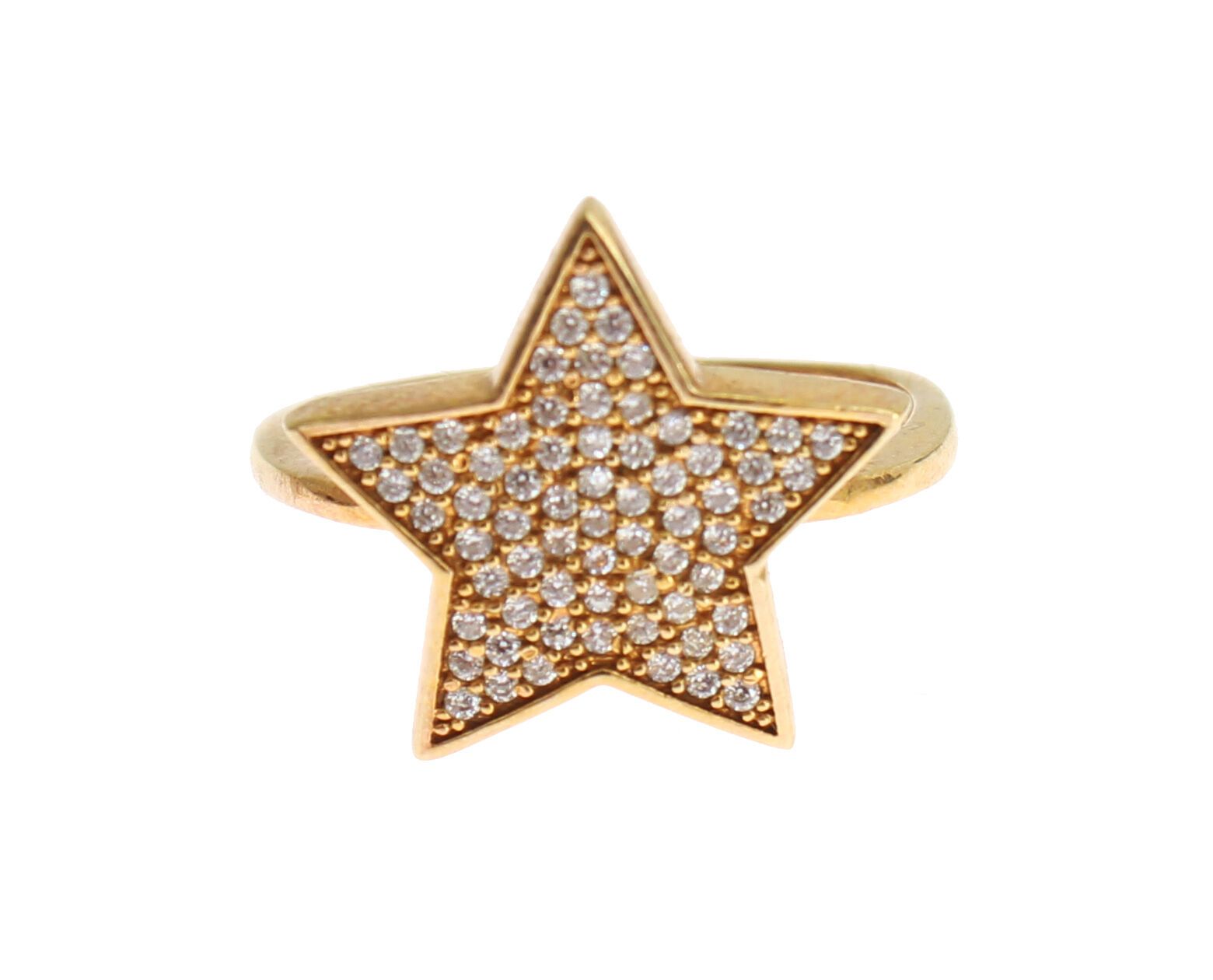 Elegant Gold-Plated Sterling Silver Ring with CZ Crystals hover