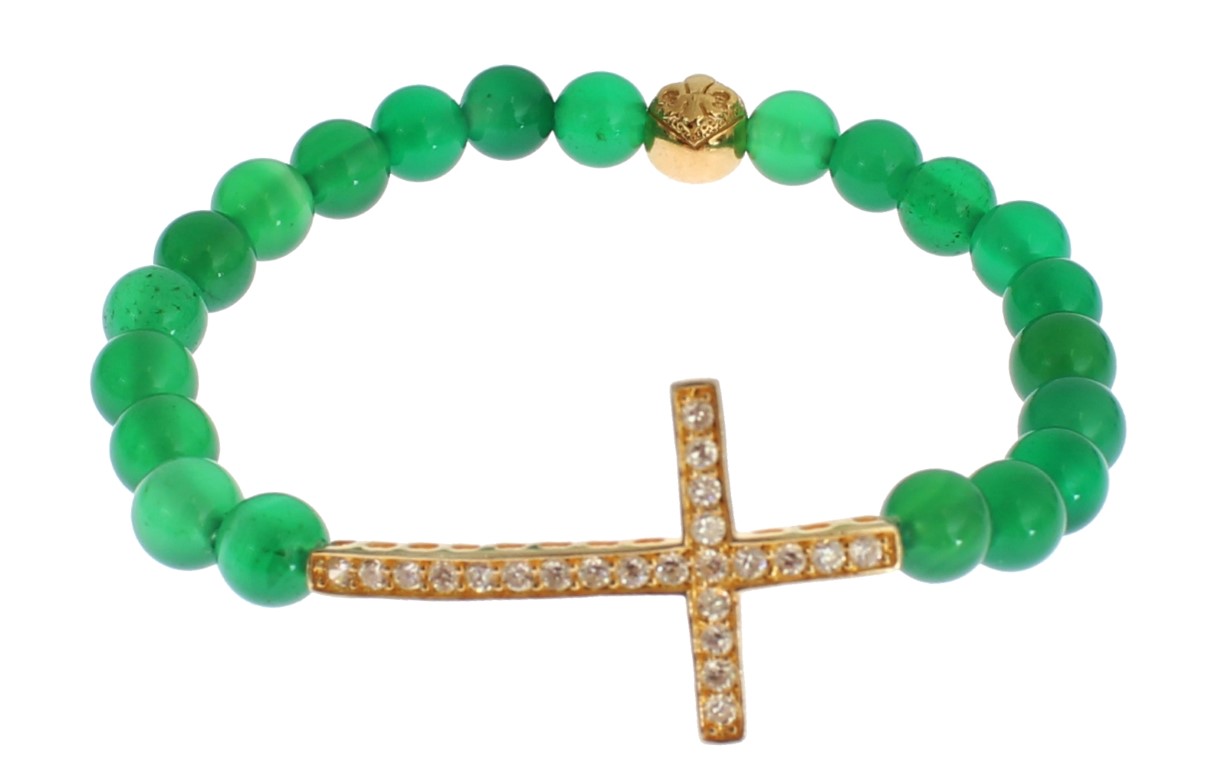 Elegant Green Jade Bead & Gold Plated Bracelet hover
