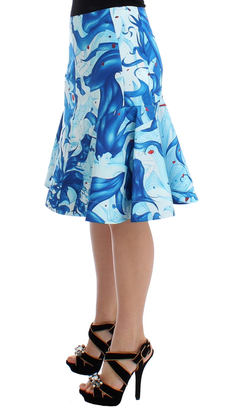 Elegant Fresco-Print Knee-Length Skirt hover