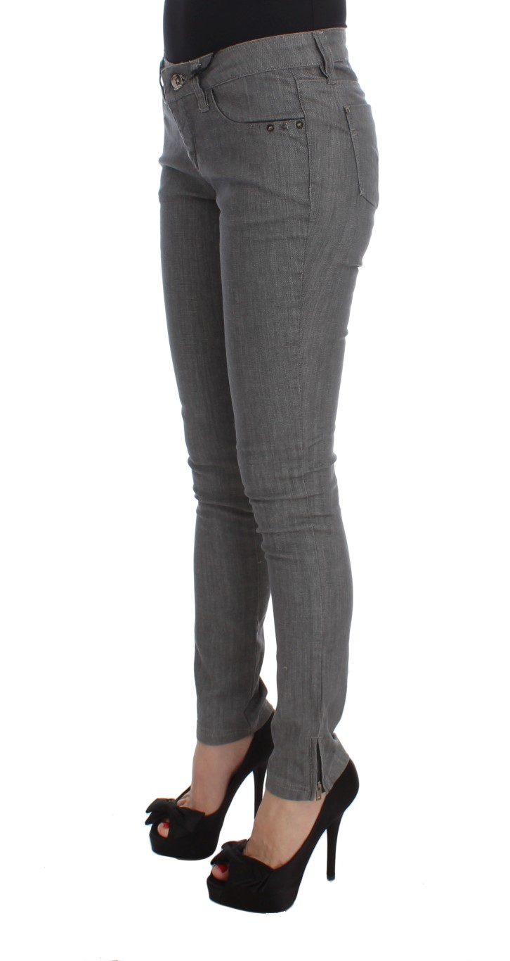 Chic Gray Slim-Fit Designer Jeans hover