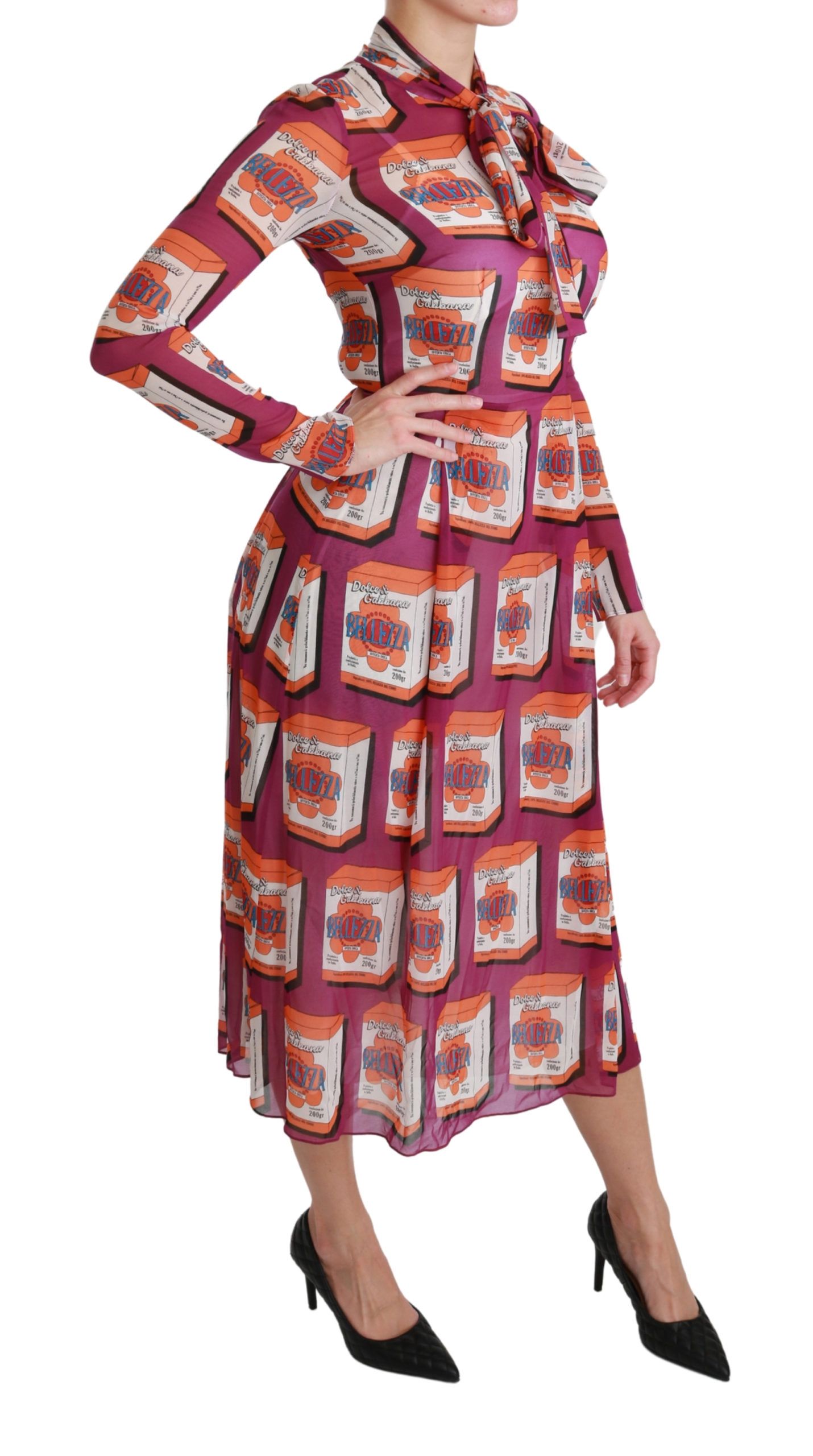 Elegant Bellezza Print Silk Maxi Dress hover