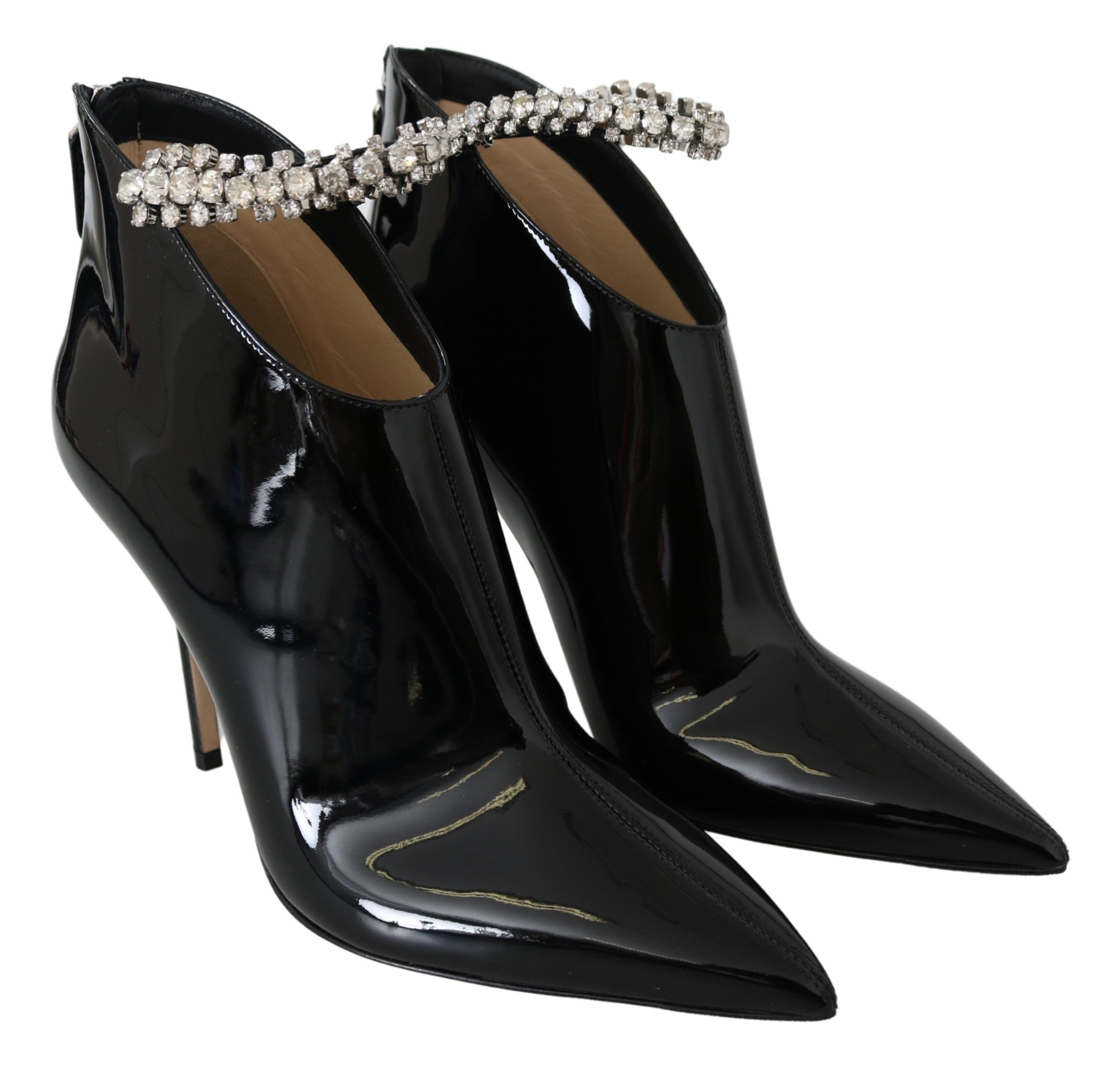 Elegant Black Patent Heeled Boots hover