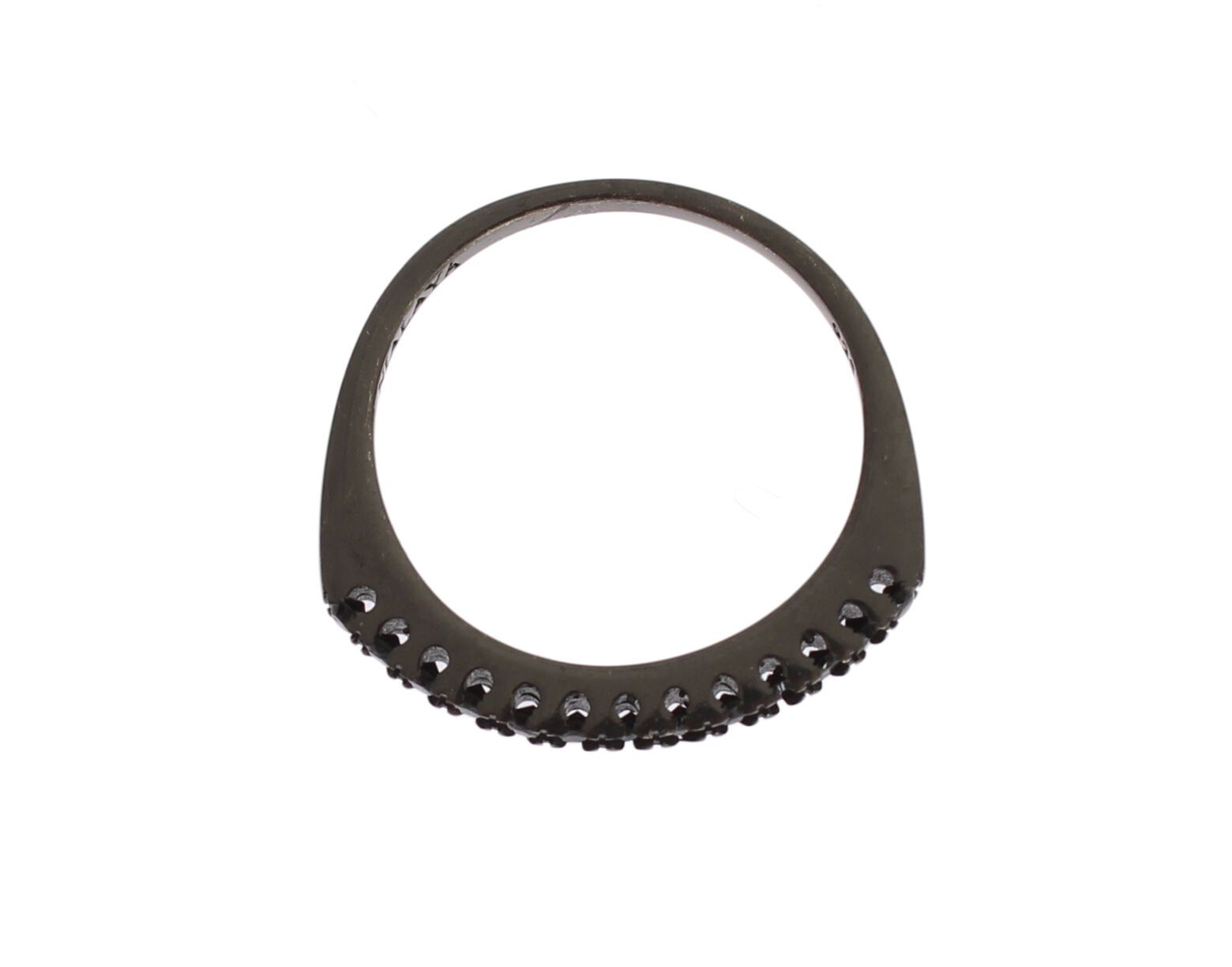 Elegant Black Crystal Sterling Silver Ring hover