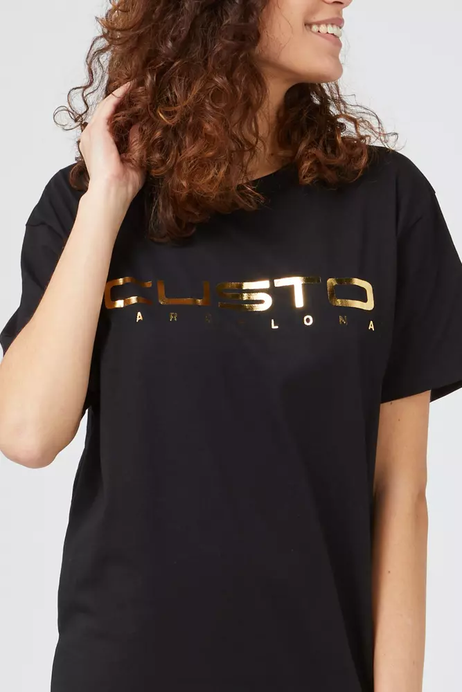 Black Cotton Women T-Shirt hover