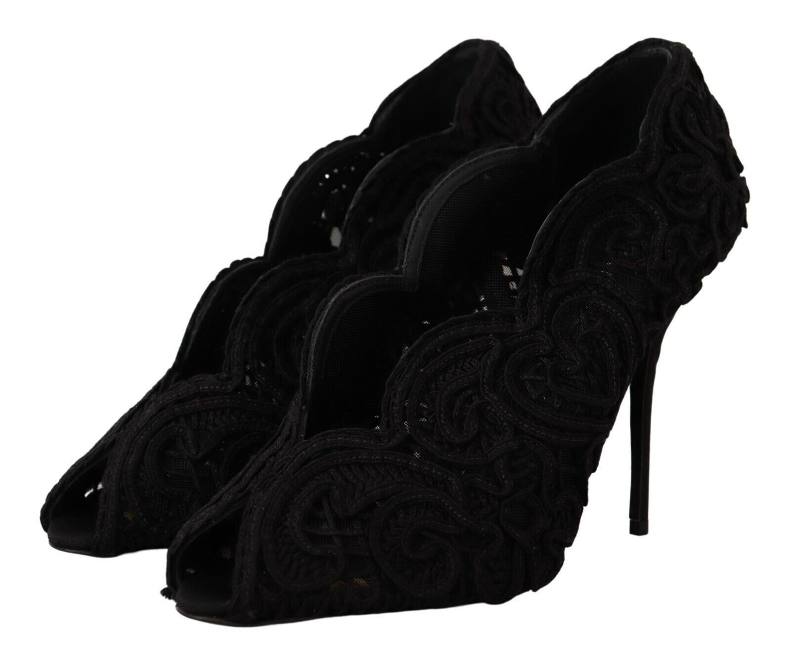 Elegant Black Lace Stiletto Heels hover