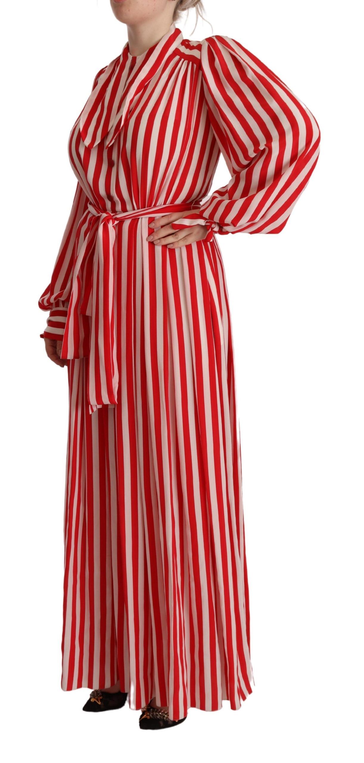 Elegant Striped Silk Maxi Dress hover