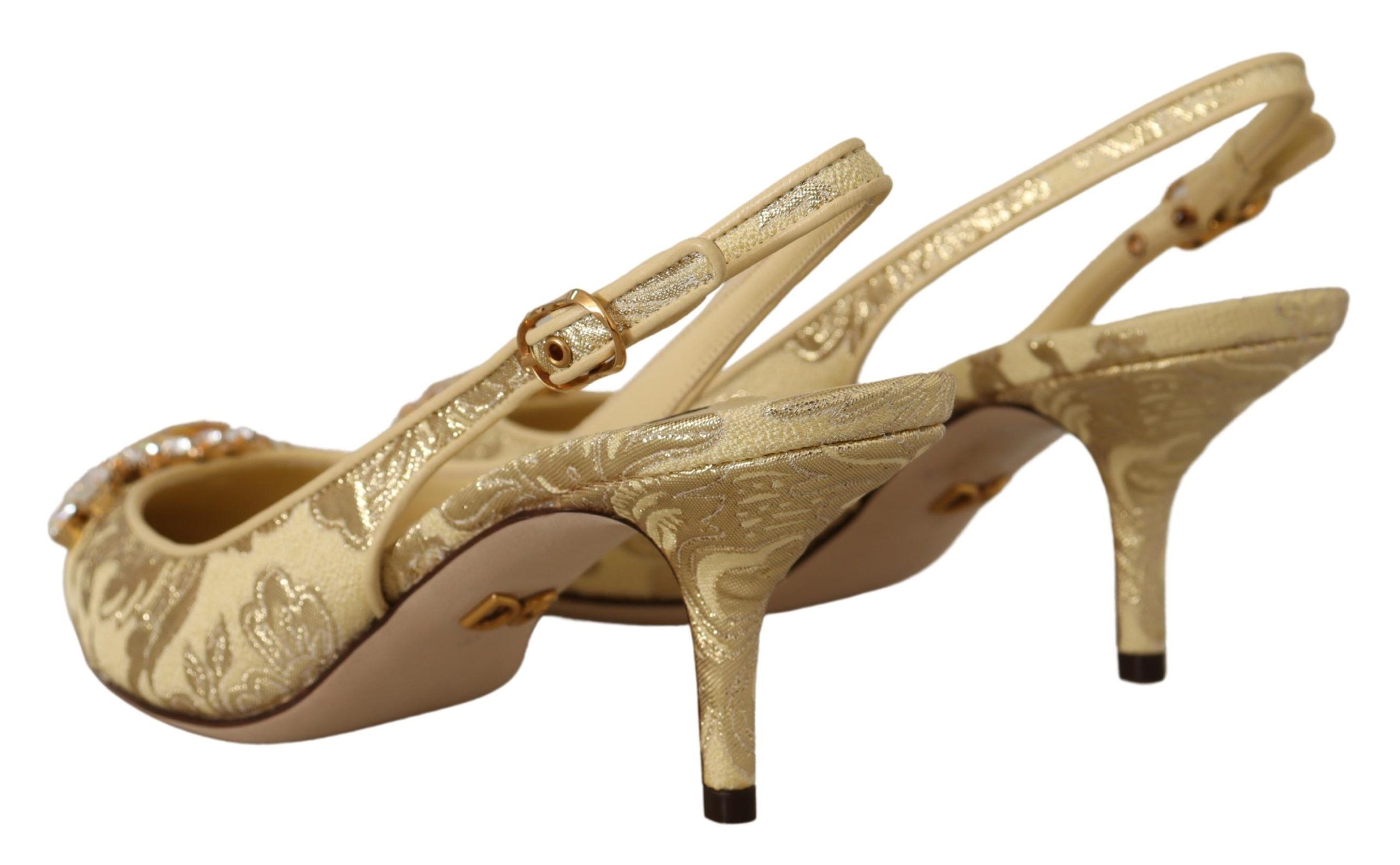 Gleaming Gold Crystal Slingback Heels hover