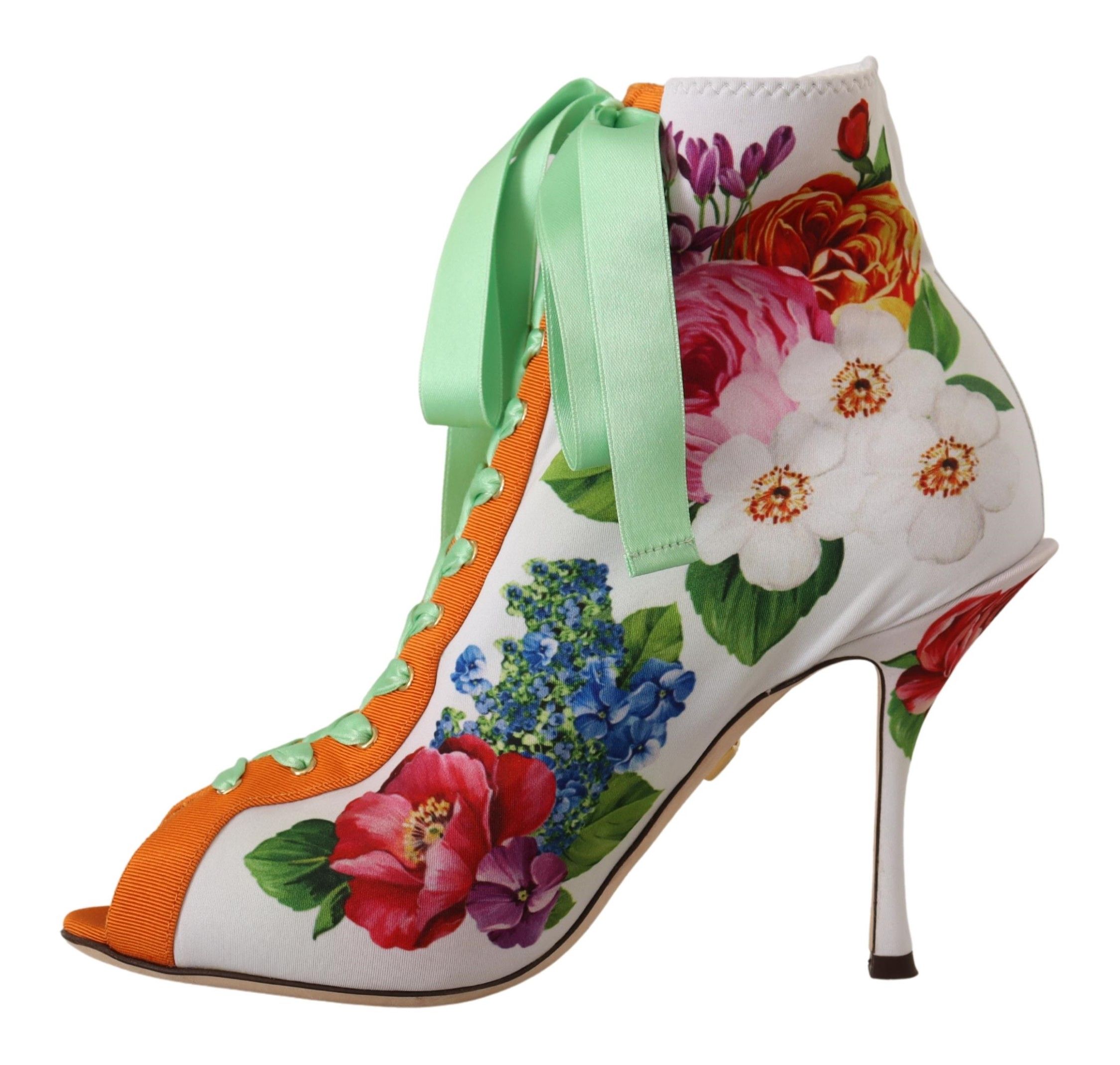 Floral Open Toe Jersey Heels hover