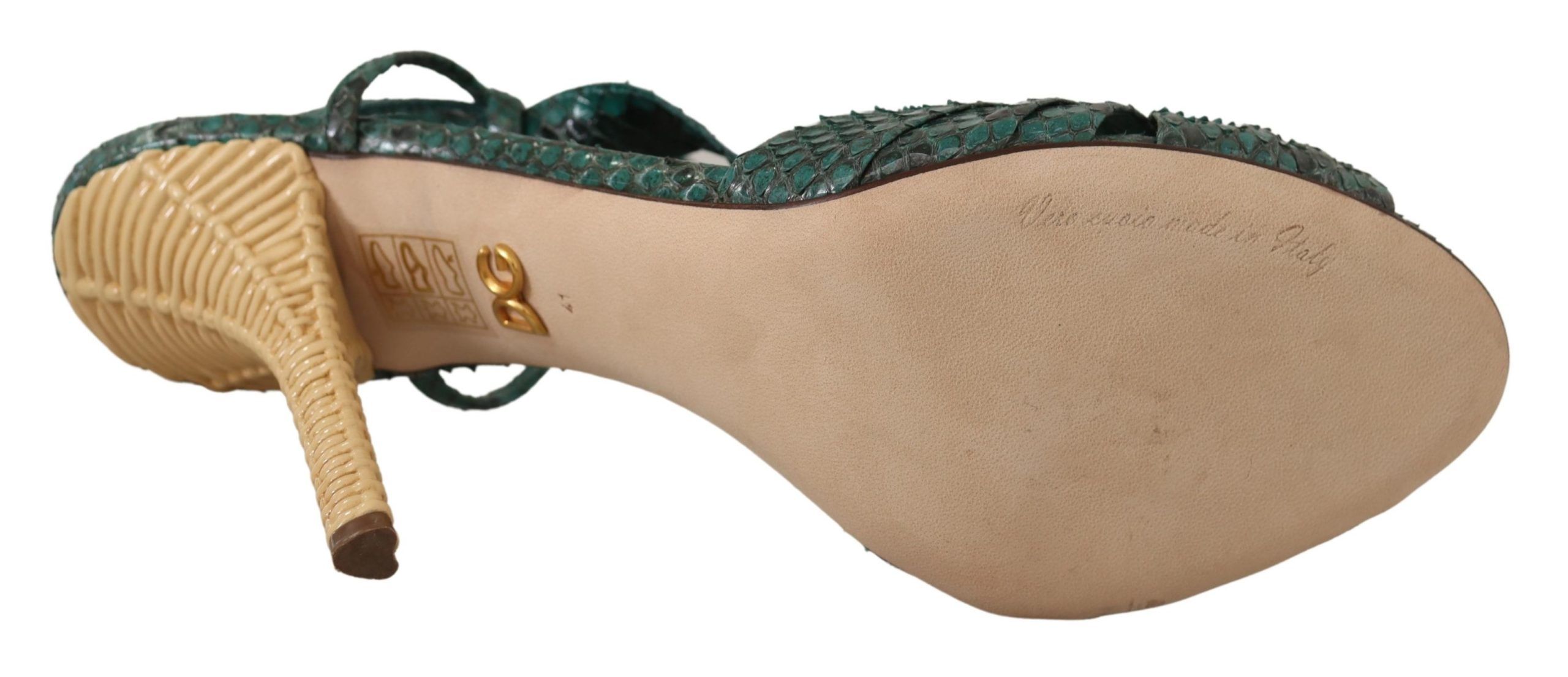 Elegant Green Python Strappy Heels hover