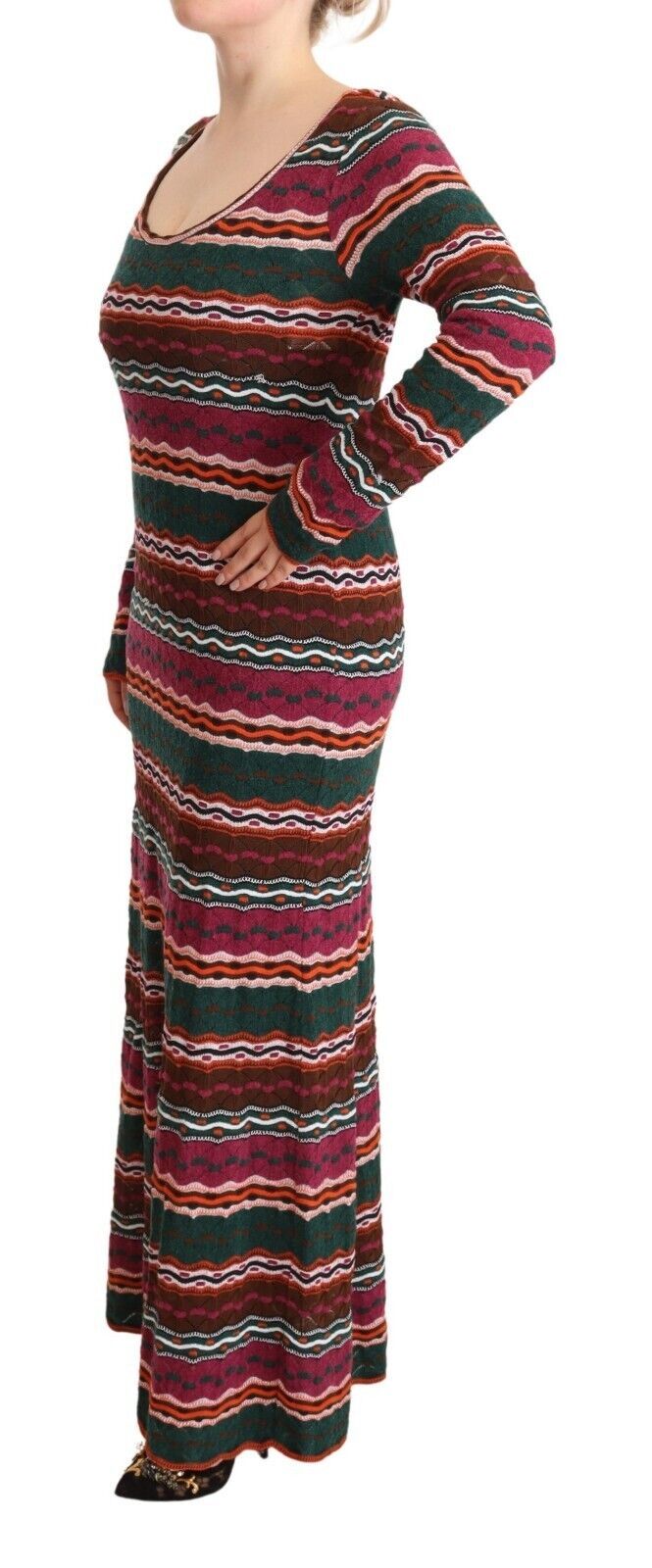 Multicolor Striped Long Sleeve Sheath Dress hover