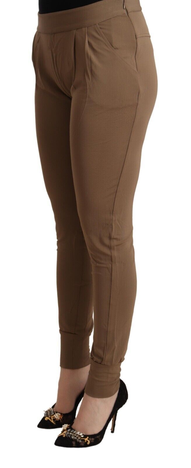 Chic Brown Mid Waist Tapered Pants hover