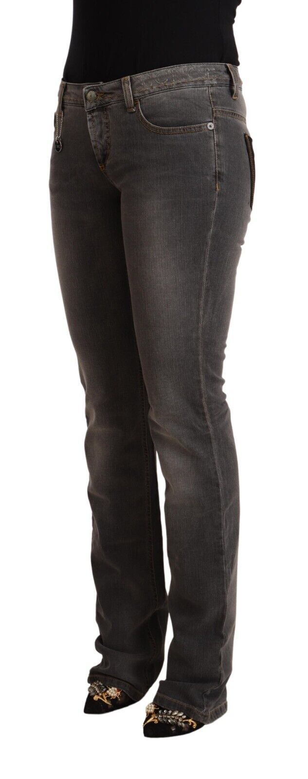 Chic Gray Low Waist Skinny Denim hover