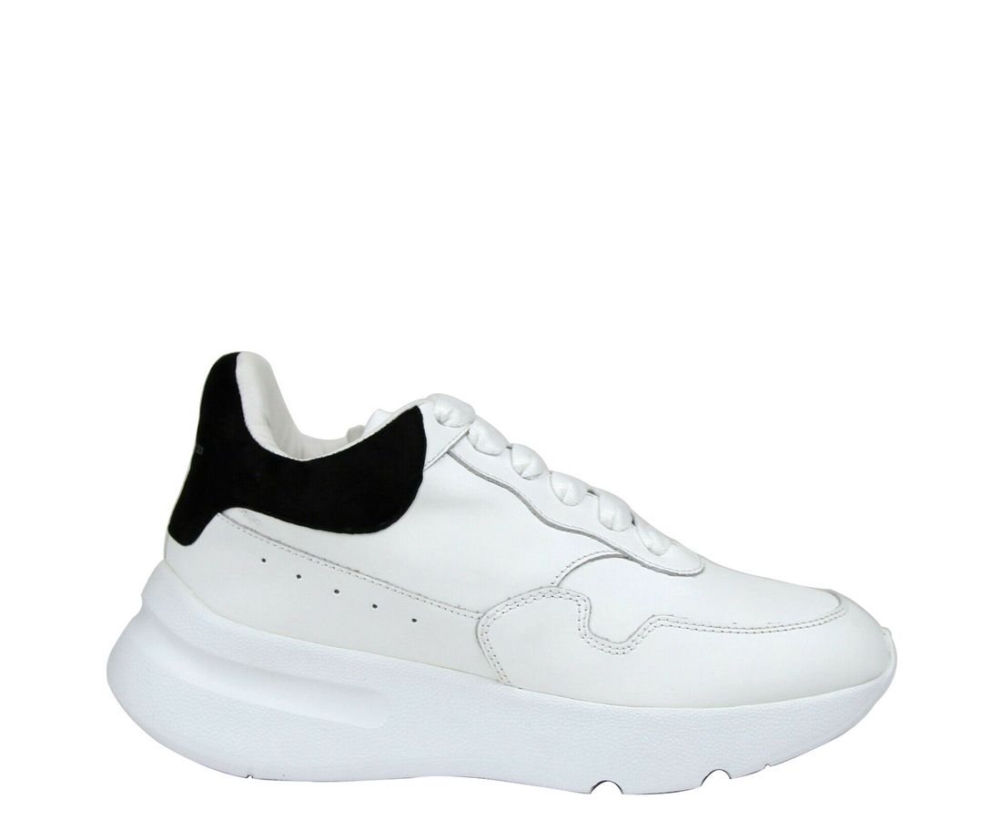 Alexander McQueen Women White Leather Suede Sneaker hover