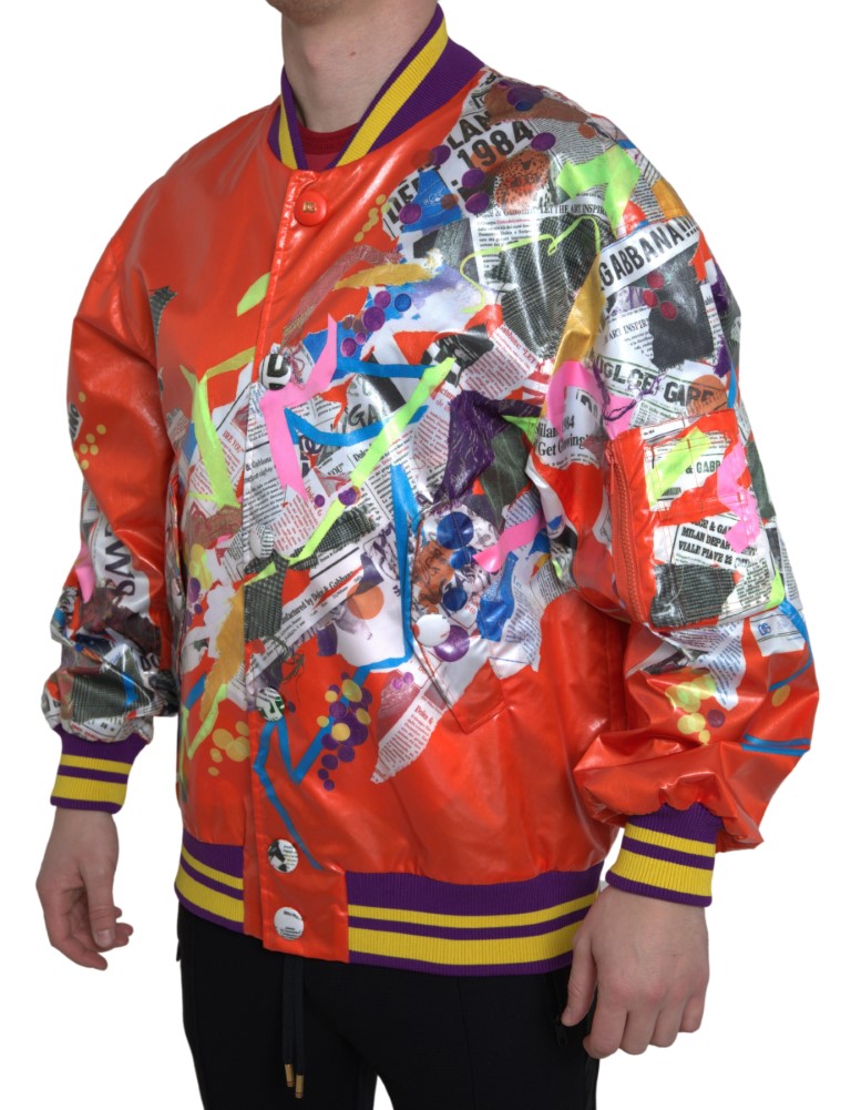 Elegant Orange Bomber Jacket - Men's Luxury Outerwear hover