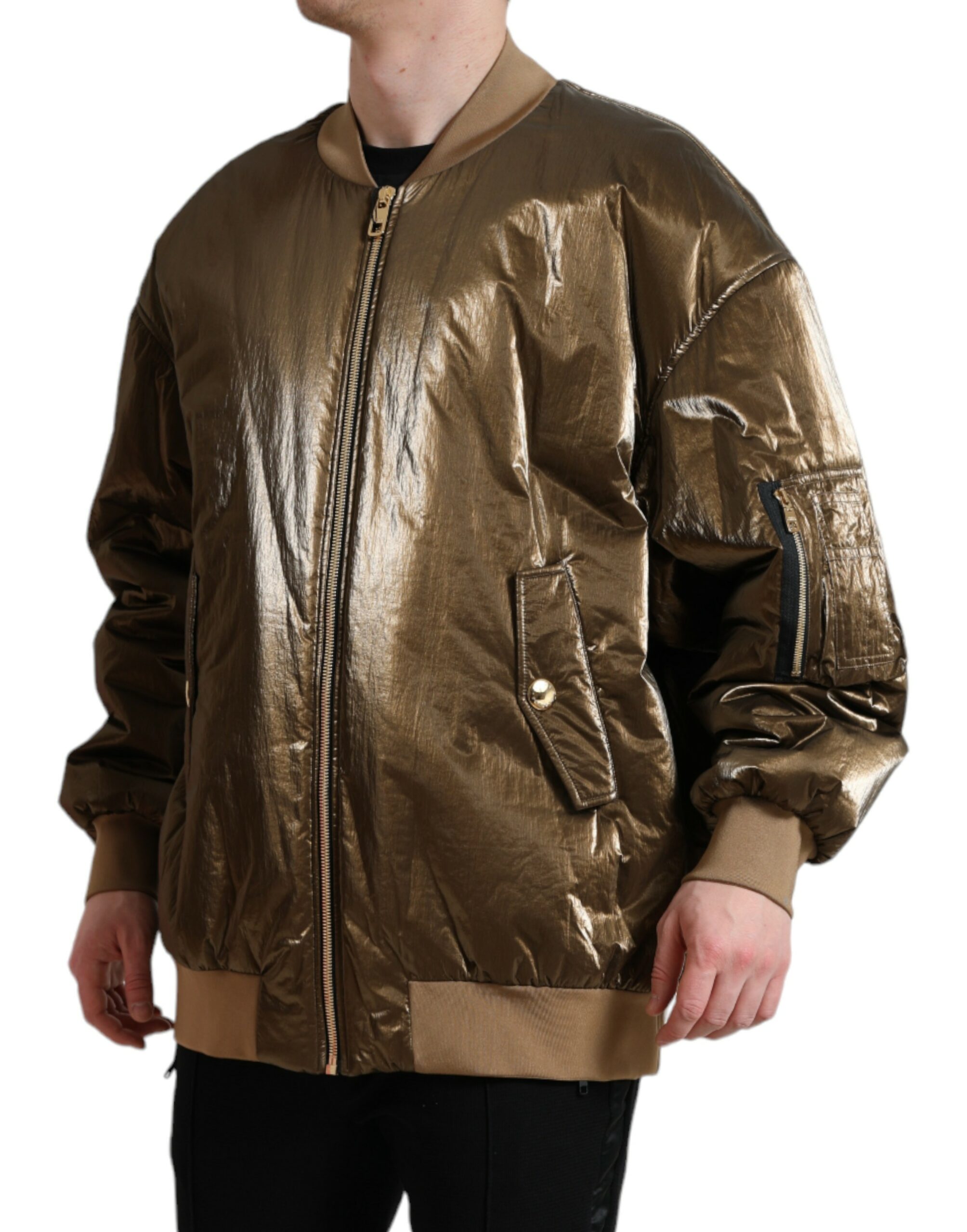Elegant Bronze Bomber Jacket hover