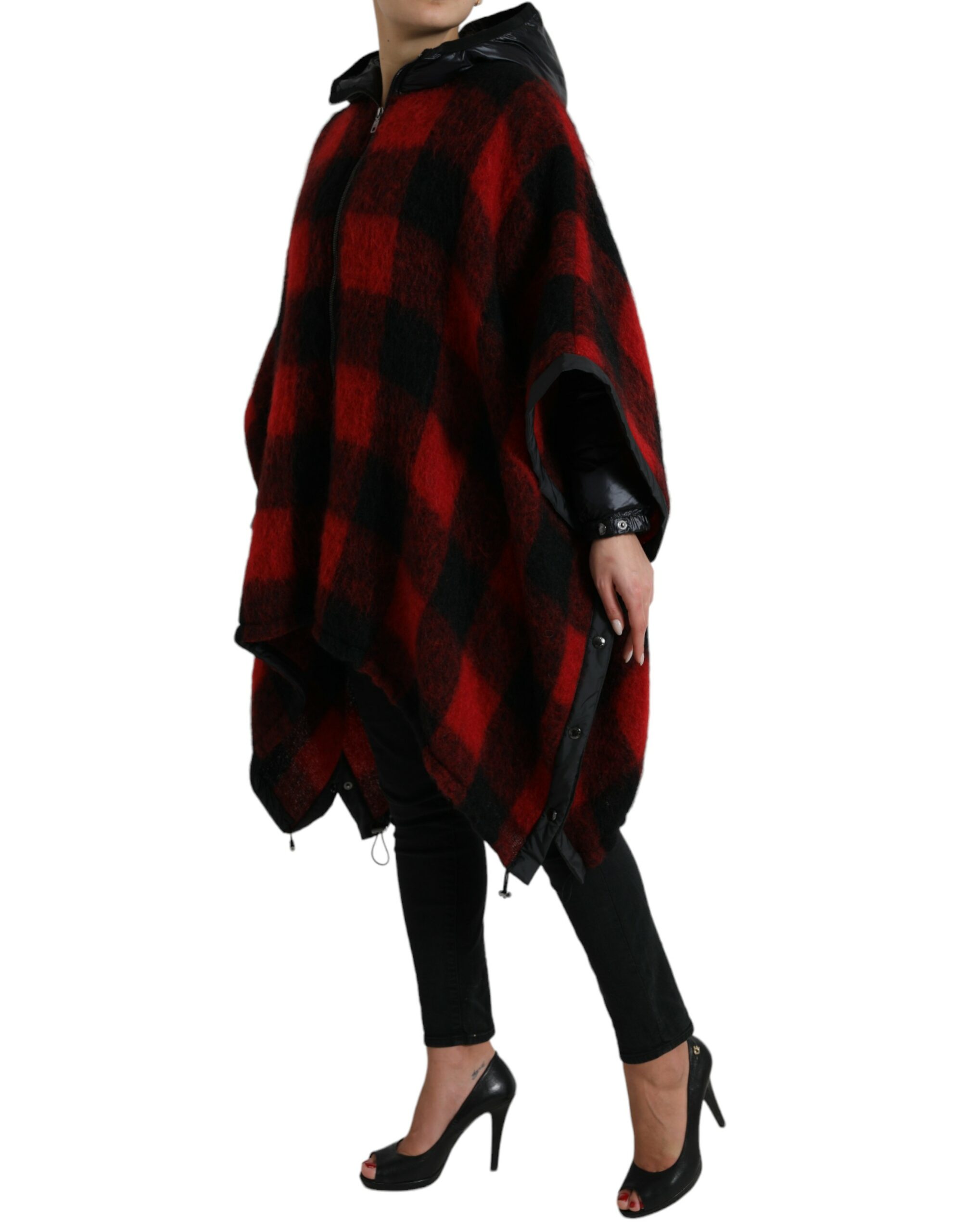 Elegant Buffalo Check Poncho Jacket hover