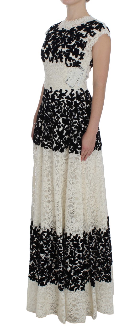 Elegant Floral Lace Cap Sleeve Maxi Dress hover
