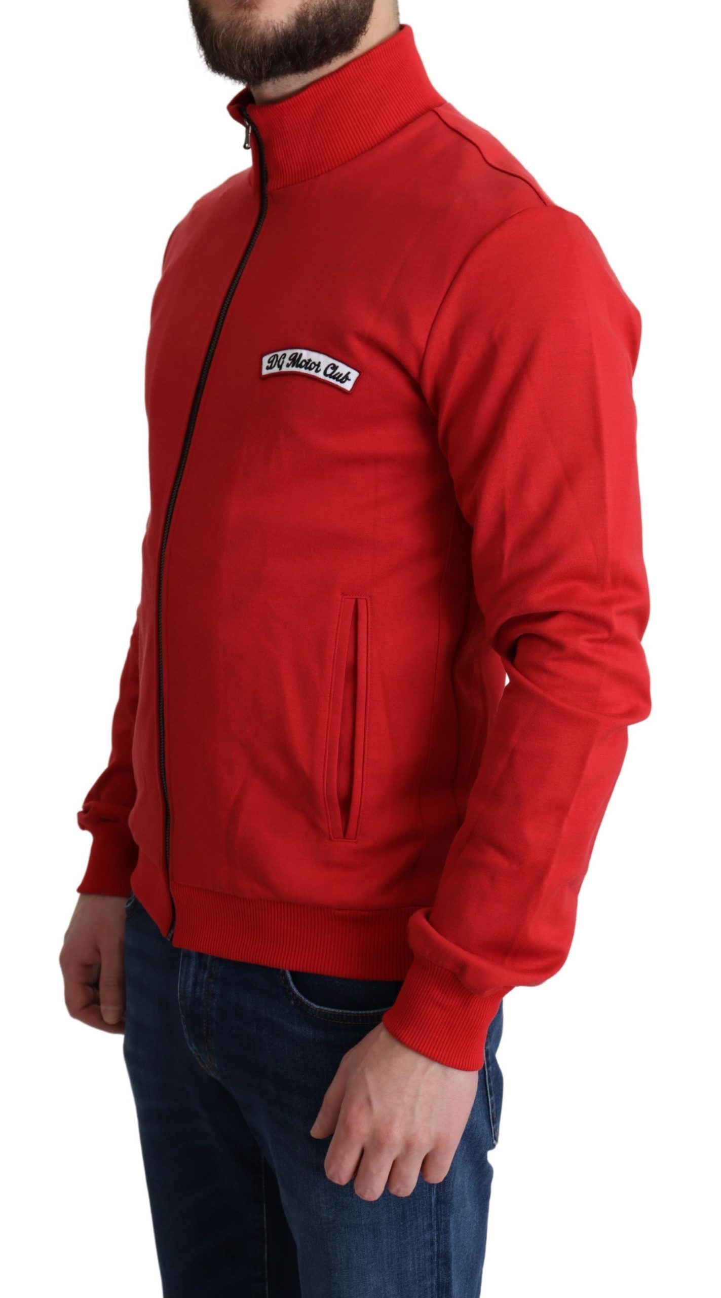 Chic Red Turtle Neck Zip Cardigan Sweater hover