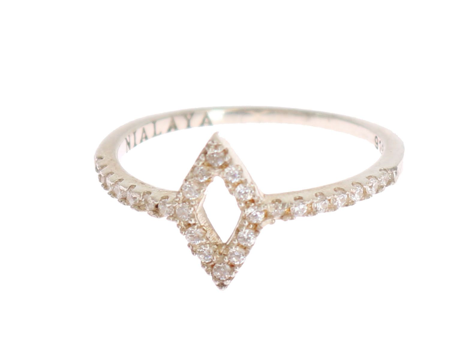 Elegant Silver CZ Crystal Studded Ring hover