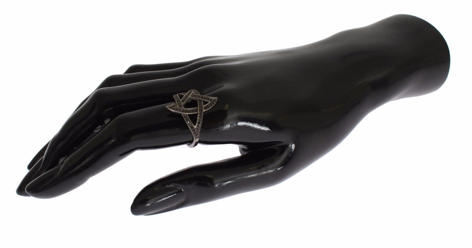 Chic Black Rhodium Silver CZ Crystal Ring hover