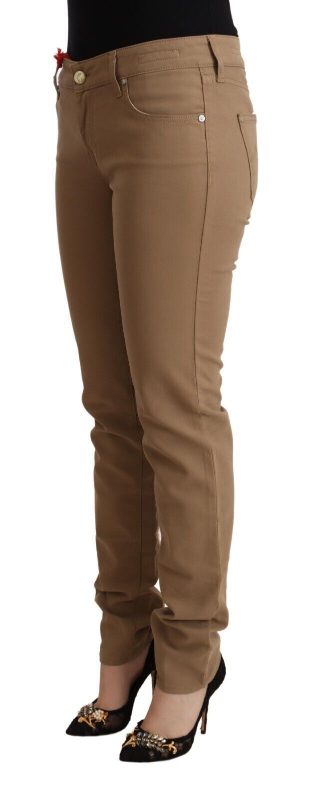 Elegant Brown Mid Waist Skinny Pants hover
